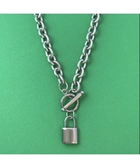 Titanium Steel Lock Pendant Necklace for Men Women,Punk Hip Hop Necklace - £10.35 GBP
