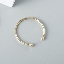 14K Yellow Gold Plated Delicate Round Ball Open Thin Adjustable Ring Midi Band - £13.38 GBP