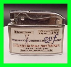 Unfired 1950&#39;s Vintage Flat Advertising Petrol Lighter - Waldorf Furniture Inc.  - £39.56 GBP