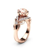 Vintage Diamond 18K Rose Gold Ring Gemstone Wedding Ring for Women pure ... - £18.37 GBP