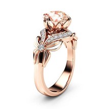 Vintage Diamond 18K Rose Gold Ring Gemstone Wedding Ring for Women pure topaz ba - £18.42 GBP
