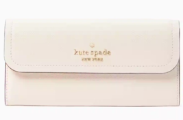 NWB Kate Spade Rosie Large Flap Wallet Off White Leather KB014 $229 Dust Bag FS - £78.43 GBP
