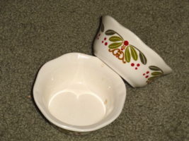 small bowls SAVINO DESIGN w.green leaves and red berries, two  (hall G) - $6.93