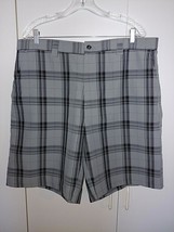 Izod Men&#39;s Gray Plaid POLYESTER/SPANDEX SHORTS-38-BARELY WORN-9&quot; INSEAM-NICE - £10.26 GBP