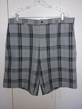 Izod Men&#39;s Gray Plaid POLYESTER/SPANDEX SHORTS-38-BARELY WORN-9&quot; INSEAM-NICE - £9.76 GBP