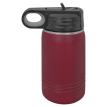 Maroon 12oz Double Wall Insulated Stainless Steel Sport Bottle  Flip Top Straw - £13.86 GBP