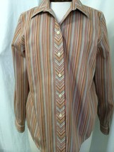 Orvis Women’s Shirt Striped Long Sleeve Button Front Cotton Blend Carefree Size  - $14.85