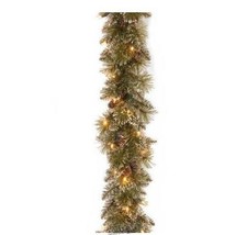 6&#39; Glittery Garland with LED White-Tipped Pinecones Lights Christmas Hol... - £52.10 GBP