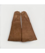 Saks Fifth Ave Long Brown Women’s Velour Gloves - 7.5 - Made In France - €12,68 EUR