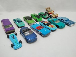 Lot Of (12) Matchbox Hotwheel And Unbranded Blue Green Purple Toy Cars - £30.92 GBP