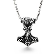 Vintage Animal Goat Pendant Birthday Gift Stainless Steel Charm Necklace Viking  - £10.59 GBP