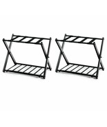 Set of 2 - Folding Black Metal Luggage Rack with Bottom Storage Shelf - $2,590.76 MXN