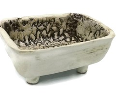 Handmade Ceramic Decorative Trinket Bowl With Feet, Textured Dining Room Decor - £51.71 GBP