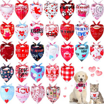 30Pcs Valentine&#39;s Day Dog Bandanas Collar Love Day Heart Bibs Scarf Pet ... - £31.29 GBP