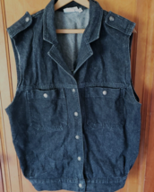 Levi&#39;s Denim Black Jean Vest Snap Front Collar Juniors Size L - £11.15 GBP