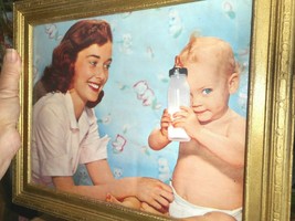 Photo of Mom With Baby Holding a Bottle of Milk Old Frame From The 50&#39;s ... - £21.27 GBP