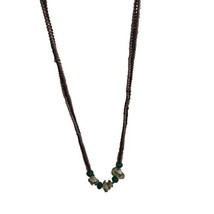 Vintage Hand Made Glass Bead Necklace Long Boho purple hearts Artisan - £18.87 GBP