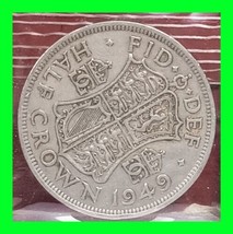 1/2 Crown George VI Coin 1949 Great Britain Vintage World Coin - $19.79