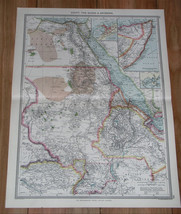 1908 Antique Map Of Egypt Sudan Ethiopia Abbysinia Somalia Red Sea Africa - £22.31 GBP