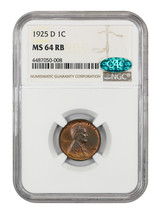 1925-D 1C NGC/CAC MS64RB - £280.51 GBP