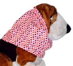 Dog Snood Red Valentines Mini Hearts Sparkle Pink Cotton Spaniel Puppy REGULAR - £7.93 GBP
