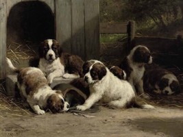 painting Giclee Best Wall Decor BSt Bernard puppies Dog Printed Canvas - £6.14 GBP+