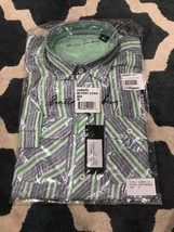 Arnold Zimbuy Gray/Green/White Mens Button Up Long Sleeve Small Shirt - $27.50