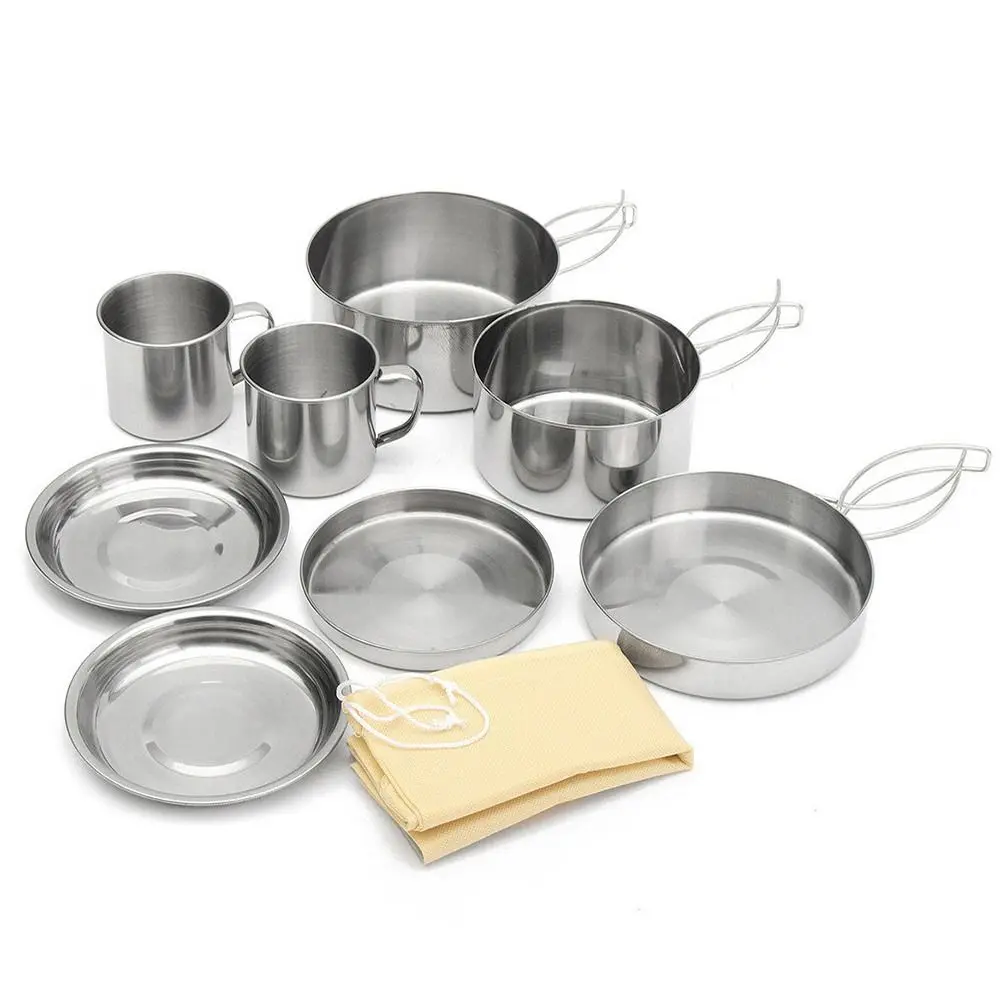 Lightweight Camping Cookware Kit Stainless Steel Water Cup Cooking Mess Kit Bowl - £24.42 GBP