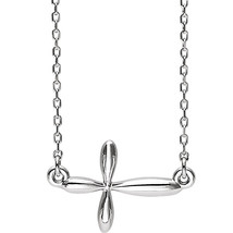Sterling Silver Modern Sideways Cross Necklace - £68.14 GBP