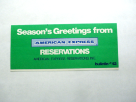 1973 Season&#39;s Greetings From American Express Reservations Bulletin # 42 - $8.09