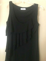 Calvin Klein Black Maxi Cotton Spandex Dress with front Bodice Ruffle Sz. 6 - £19.63 GBP