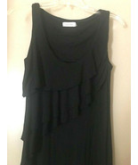Calvin Klein Black Maxi Cotton Spandex Dress with front Bodice Ruffle Sz. 6 - $34.57 CAD