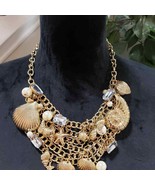 Traci Lynn Women&#39;s Art Jewelry Gold Rhinestone Lucite Bib Statement Neck... - £27.73 GBP