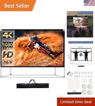 Projector Screen and Stand 16:9 HD 4K Large Outdoor Projector Screen Por... - $161.37