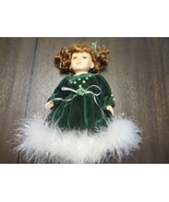 Red Haired Green Velvet Dress Porcelain Doll EUC - $432.59 MXN