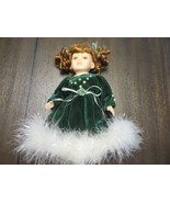 Red Haired Green Velvet Dress Porcelain Doll EUC - £17.90 GBP