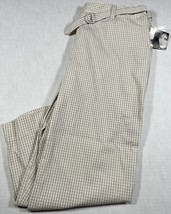 Jaclyn Smith Sport Pants Women&#39;s Size 14 (34x21) White Gold Check Capri w Belt - £9.49 GBP