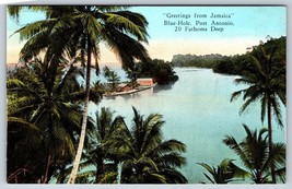 Greetings From Giamaica ~ Blu Hole-Port ANTONIO-20 Fathoms Deep ~ Antico - £7.90 GBP