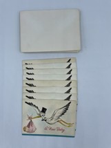 Vintage 1950s 1960s NEW Birth Announcement Stork 8 Hallmark Scrapbook Ep... - $8.82