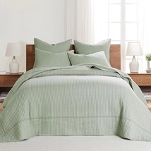 Levtex Home Cross Stitch Desert Sage Bedspread Set Queen Quilted with 2 ... - $2,379.89 MXN