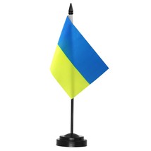 Anley Ukraine Deluxe Desk Flag Set - 6 x 4 Inch Miniature Ukrainian Flag - £6.15 GBP