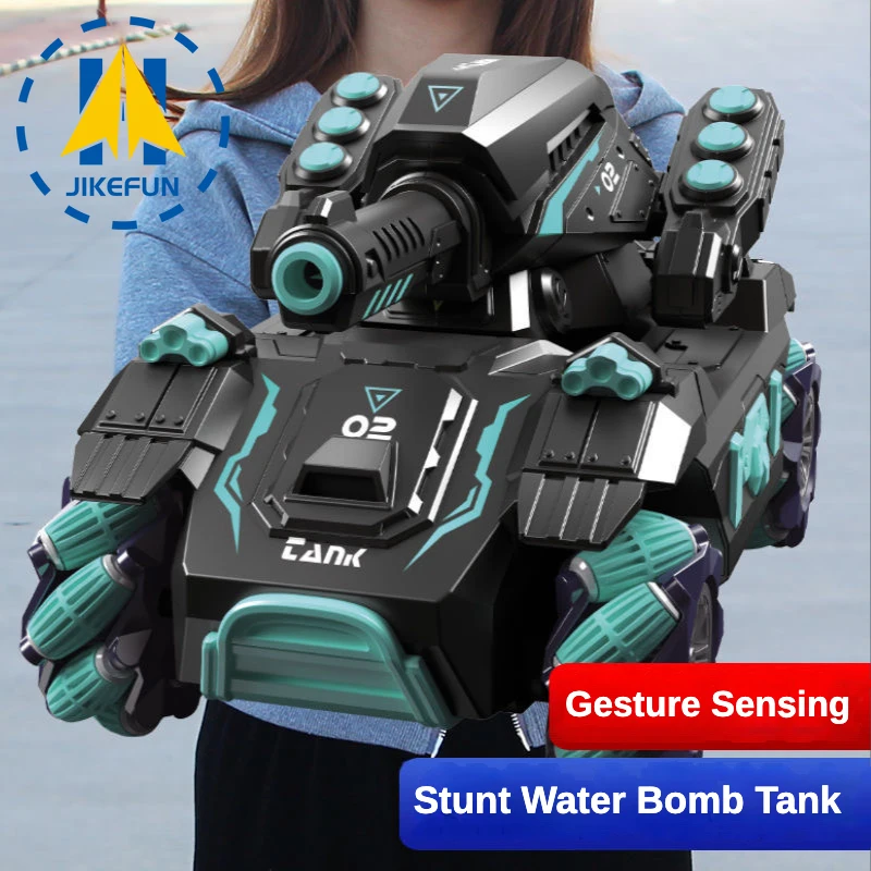 JIKEFUN 1/16 Rc Car Tanks Toy 2.4G Water Bomb Stunt Tank Gesture Sensi - £59.46 GBP+