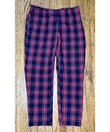 Red Navy Blue Plaid Pants Size 10 Checkered School Girl Dark Academia Gr... - $12.87