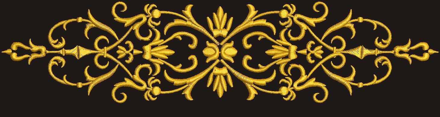 Ornate Baroque Floral Border Machine Embroidery Design - $4.50