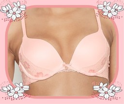 $65 40D  Soft Light Pink White SHINE Lace Body by Victorias Secret PU UW Bra - £34.65 GBP