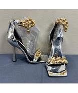 Authentic VERSACE Silver Medusa Chain High Heel Sandals Shoes Size 39 IT... - $395.99