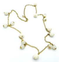 J Crew Gold Tone White Orb Station Necklace 30&quot; - £17.34 GBP