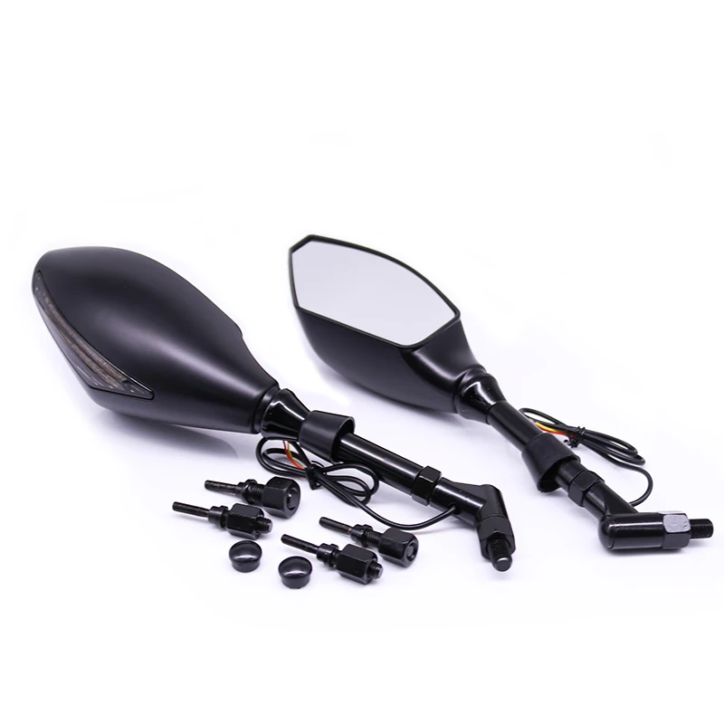 2pcs Motorcycle LED Turn Signal Rear View Integrated Mirrors Universal Mirror ca - £201.11 GBP