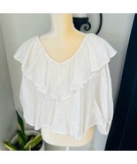 FREE PEOPLE Zuri Ruffle Blouse, Cut Out Back, Summer Boho, Ivory, Small ... - $731.54 MXN