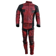 Bestzo Mens Deadpool Real Leather Motorcycle Suit with Armor Protection... - £315.27 GBP